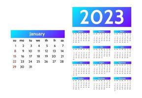 Calendar for 2023 isolated on a white background vector