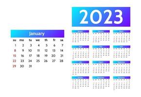 calendario para 2023 aislado en un fondo blanco vector