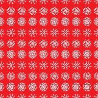 Seamless background of hand drawn snowflakes. White snowflakes on red background. Christmas and New Year decoration elements. Vector illustration.