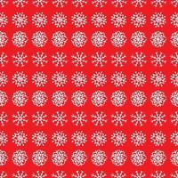 Seamless background of hand drawn snowflakes. White snowflakes on red background. Christmas and New Year decoration elements. Vector illustration.