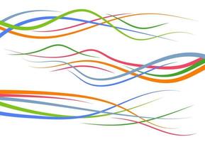 Set of abstract color curved lines. Wave design element. Vector illustration.