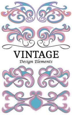 Set of vintage elements for design. Swirl floral elements for design.