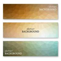 Set of three multi colored banners in low poly art style. Background with place for your text. Vector illustration