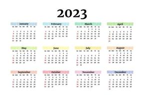 Calendar for 2023 isolated on a white background vector