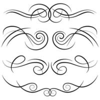 Set of vintage decorative curls, swirls, monograms and calligraphic borders. Line drawing design elements in black color on white background. Vector illustration.