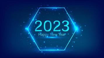 2023 Happy New Year neon background vector