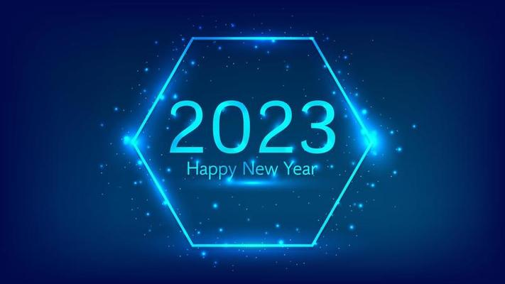 2023 Happy New Year neon background