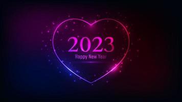 2023 Happy New Year neon background vector