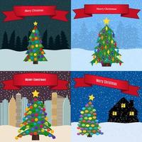 Set of four Happy New Year backgrounds with the inscription Merry Christmas. Vector illustration.