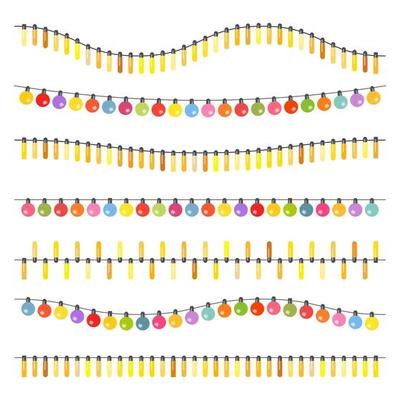 Garland with multi-colored light bulbs on a white background. Vector illustration.