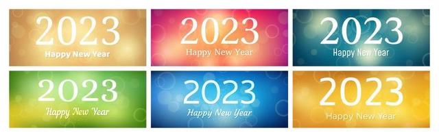 Happy new year 2023 incription on blurred background vector