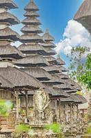 Picture of the spectacular roof structures of a typical Balinese temple complex photo
