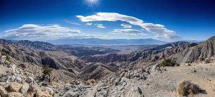 Picture from Keys View in Yoshua Tree National Park in California looking down on Palm Springs Valley during the day photo
