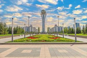 Panoramic picture of downtown Kazakhstan city Astana with its modern buildings during the day photo