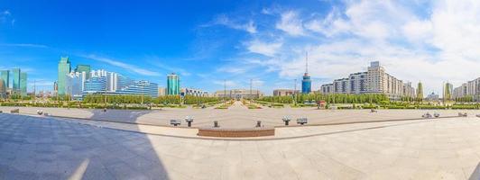 Panoramic picture of downtown Kazakhstan city Astana with its modern buildings during the day photo