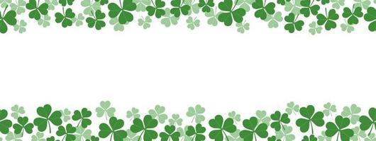 Vector Clover Seamless Background Illustration For St. Patricks Day Isolated On A White Background With Text Space. Horizontally Repeatable.