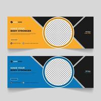 fitness creative facebook cover and web banner gym banner abstract design vector