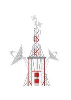 Radio tower icon in cartoon style on a white background. Vector illustration
