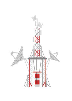 Radio tower icon in cartoon style on a white background. illustration