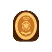 Sheriff badge, golden shield with star icon flat isolated. vector