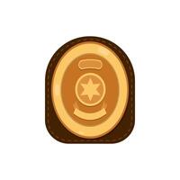 Sheriff badge, golden shield with star vector icon flat isolated.