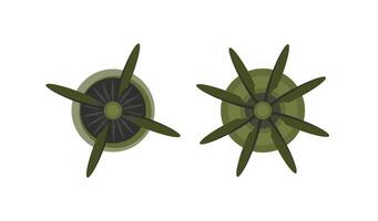 Conjunto de hélice de pala de avión aislado sobre fondo blanco. iconos de hélice de avión vintage con radial vector