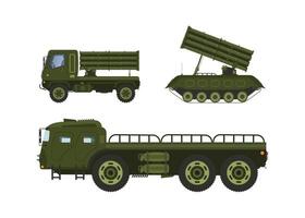 Armored Military Vehicles with Heavy Tank System Set for your design vector