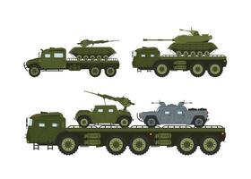 Armored Military Vehicles with Heavy Tank System Vector Set for your design