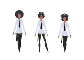 Ser Young female officer in, professional military female character vector Illustration