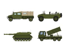 Armored Military Vehicles with Heavy Tank System Vector Set