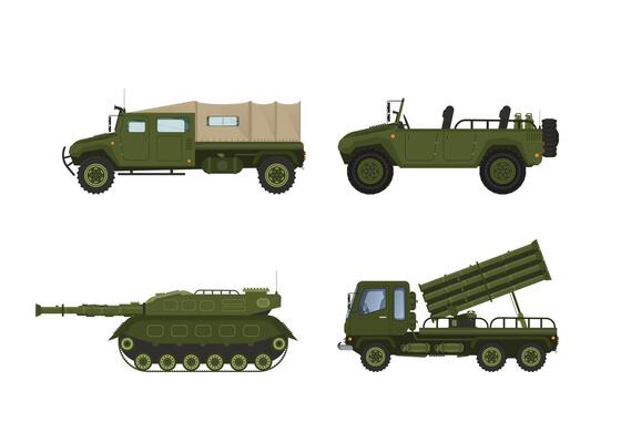 Armored Military Vehicles with Heavy Tank System Set