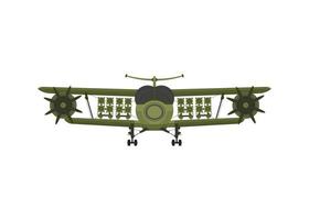 Fighter, military aircraft with missiles on board. Illustration isolated on white background. vector