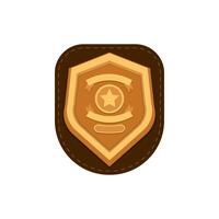 Sheriff badge, golden shield with star vector icon flat isolated.