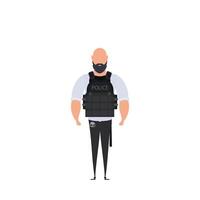 Man with pilot uniform illustration in flat color design. on white background. vector