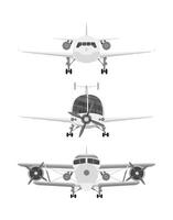 Aircraft set isolated on white background, front view. vector