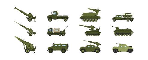 Armored Military Vehicles with Heavy Tank System Vector Set for your design project