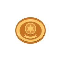 Sheriff badge, golden shield with star icon flat isolated. vector