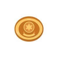 Sheriff badge, golden shield with star vector icon flat isolated.