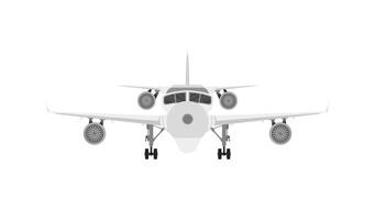 Commercial jet plane with landing gear. isolated on white. 3D render. Front view vector