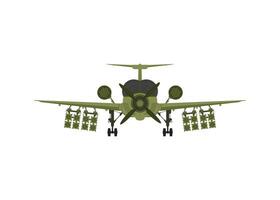 Fighter, military aircraft with missiles on board. Illustration isolated on white background. vector