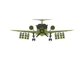 Fighter, military aircraft with missiles on board. Illustration isolated on white background. Vector