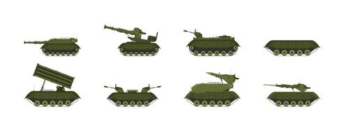 Armored Military Vehicles with Heavy Tank System Set for your project design vector
