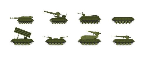 Armored Military Vehicles with Heavy Tank System Vector Set for your project design