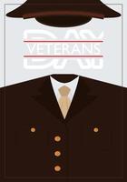 Veterans Day Postcard. Veteran uniform. Vector illustration.