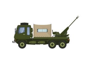 illustration of military missile launcher car. Branded with green military stripe pattern. Looks perspective. With a white background, isolated. vector