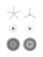 Plane Blade Propeller Set Isolated On White Background. Vintage Airplane Propeller Icons With Radial vector