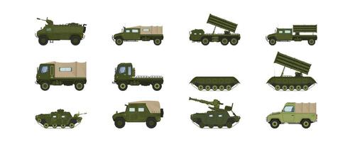 Armored Military Vehicles with Heavy Tank System Vector Set for your project design