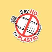 Say no to plastic text plastic free lifestyle vector