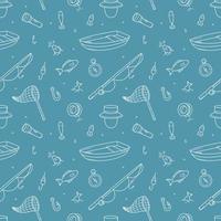 Fishing doodle hand drawn seamless pattern vector