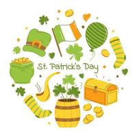 Saint Patrick set of vector elements for the holiday Vector illustration flat style